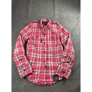 Speed & Strength Smokin' Ace Moto Shirt Flannel Women S WSM Pink Plaid Zip Snaps